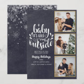 Kerst 3 Foto Collage Boho Krijtbord Feestdagenkaart (Voorkant / Achterkant)