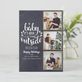 Kerst 3 Foto Collage Boho Krijtbord Feestdagenkaart (Staand voorkant)