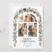Kerst 3 foto collage boog krans vakantie Kaart (Voorkant)