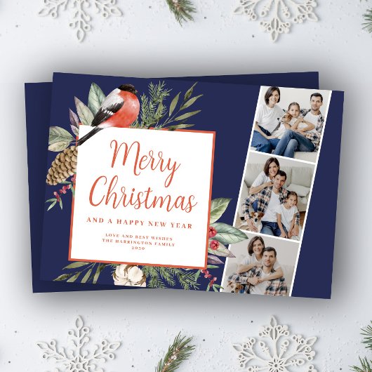 Kerst 3 Foto Greenery Vakantie Kaart