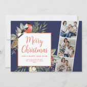 Kerst 3 Foto Greenery Vakantie Kaart (Voorkant)
