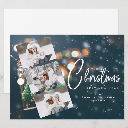 Kerst 3 Foto Vakantiekaart Feestdagenkaart (Voorkant / Achterkant)