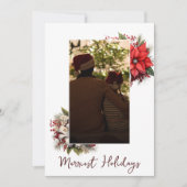 Kerst 3 foto waterverf botanische bloemen kaart (Voorkant)