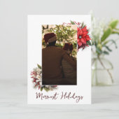 Kerst 3 foto waterverf botanische bloemen kaart (Staand voorkant)