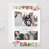 Kerst 3 foto waterverf botanische bloemen kaart (Achterkant)