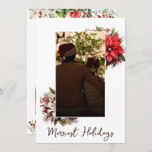 Kerst 3 foto waterverf botanische bloemen kaart