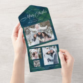 Kerst 3 Foto Wensing QR code Vakantie Kaart (Afscheurbaar)