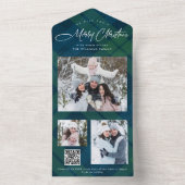 Kerst 3 Foto Wensing QR code Vakantie Kaart (Binnen)