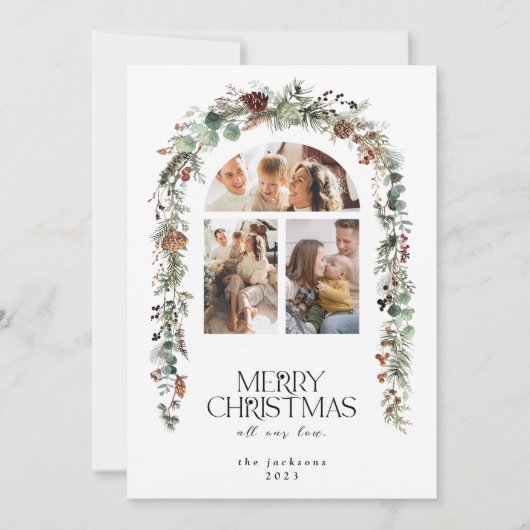 Kerst 3 Fotocollage Lotus Pods Vakantie Kaart (Voorkant)