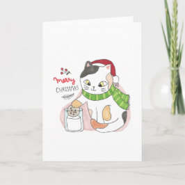 Kerst 3 Kat Dippen Een Cookie In Melk Kerst Bedankkaart
