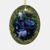 Kerst 3 Kinder op een maaier Keramisch Ornament (Rechts)