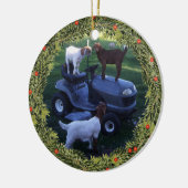 Kerst 3 Kinder op een maaier Keramisch Ornament (Links)