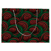 Kerst 3D Rood en Groen Swirls Groot Cadeauzakje (Achterkant)