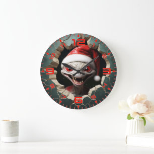 Kerst 3D White Alien Grote Klok