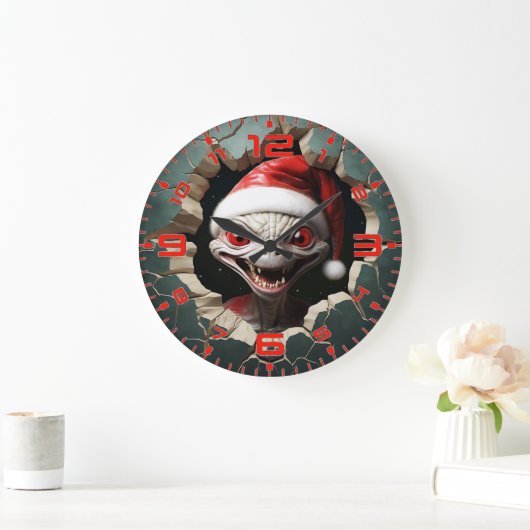 Kerst 3D White Alien Grote Klok (Huis)