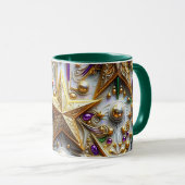 KERST ~ 3D ~ Wit, Groen en Goud ~ Mok (Voorkant rechts)