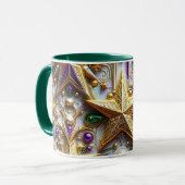KERST ~ 3D ~ Wit, Groen en Goud ~ Mok (Voorkant links)