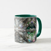 KERST ~ 3D ~ Wit, Groen en Zilver ~ Mok (Voorkant rechts)