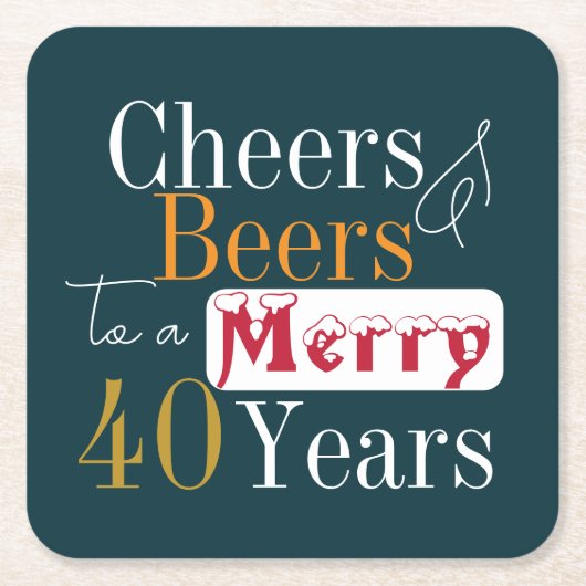 Kerst 40e verjaardag Cheers Beers Party Kartonnen Onderzetters (Voorkant)