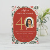 Kerst 40ste verjaardag kaart (Staand voorkant)