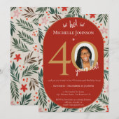 Kerst 40ste verjaardag kaart (Voorkant / Achterkant)