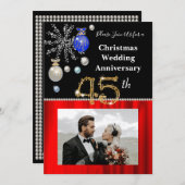 Kerst 45e bruiloft Jubileum zwart en goud Kaart (Voorkant / Achterkant)