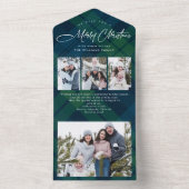 Kerst 4 Foto Wensing QR code Vakantie Kaart (Binnen)