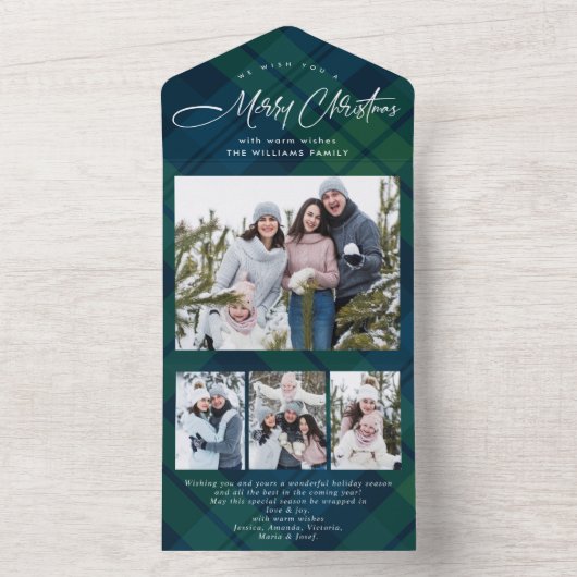 Kerst 4 Foto Wensing QR code Vakantie Kaart (Binnen)