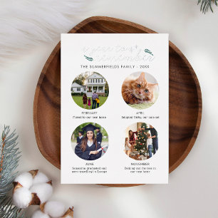 Kerst 4 foto's Jaar in Afbeelding Zilver Folie Feestdagenkaart