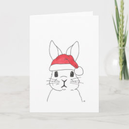 Kerst 4 Konijn in een kerstmuts Kerstvakantie Bedankkaart
