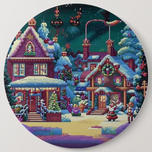 Kerst 4. ronde button 6,0 cm (Voorkant)