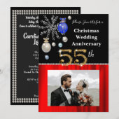Kerst 55ste bruiloft Jubileum zwart en goud Kaart (Voorkant / Achterkant)