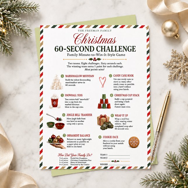 Kerst 60 Seconden Uitdaging Familie Feestspel (Christmas 60-Second Challenge family party game )