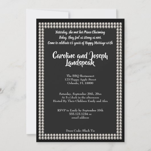 Kerst 65e bruiloft Jubileum zwart en goud Kaart (Achterkant)