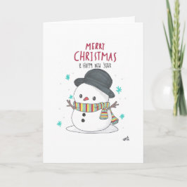 Kerst 6 Sneeuwman Kerstvakantie Kaart