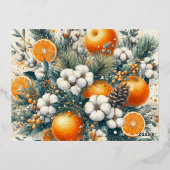 Kerst 6x foto  retro bloemig folie feestdagen briefkaart (Achterkant)