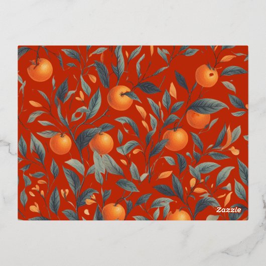 Kerst 6x foto  retro bloemig folie feestdagen briefkaart (Achterkant)