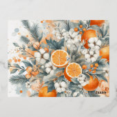 Kerst 6x foto retro bloemig folie feestdagen briefkaart (Achterkant)