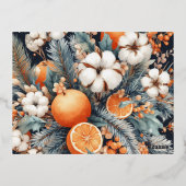 Kerst 6x foto  retro bloemig folie feestdagen briefkaart (Achterkant)