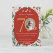 Kerst 70ste verjaardag kaart (Staand voorkant)