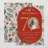 Kerst 70ste verjaardag kaart (Voorkant / Achterkant)
