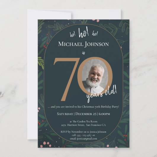 Kerst 70ste verjaardag kaart (Voorkant)