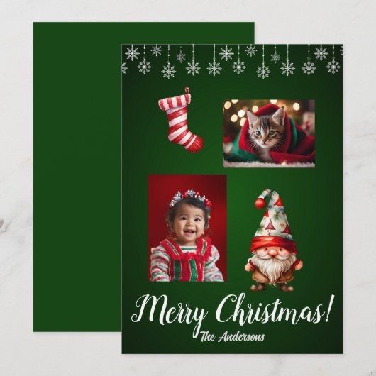 Kerst 7 kind, vrolijk kerstfeest! kerstkaart kaart (Voorkant / Achterkant)