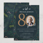 Kerst 80ste verjaardag kaart (Voorkant / Achterkant)