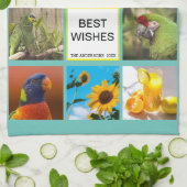 Kerst 8 Afbeelding Familiefoto ✨ Collage Custom Theedoek (Gevouwen)