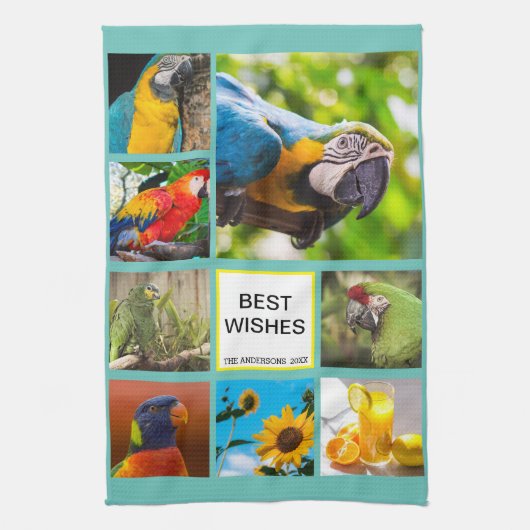 Kerst 8 Afbeelding Familiefoto ✨ Collage Custom Theedoek (Verticaal)