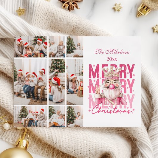 Kerst 9 Foto Roze Notenkraker Feestdagenkaart