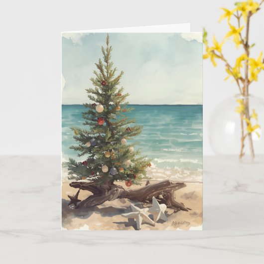 Kerst aan de kust kaart (Gele Bloem)