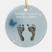 Kerst Aangepast Uw Baby Voet Prints Vlinder Keramisch Ornament (Voorkant)