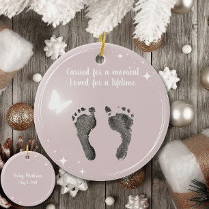 Kerst Aangepast Uw Baby Voet Prints Vlinder Keramisch Ornament